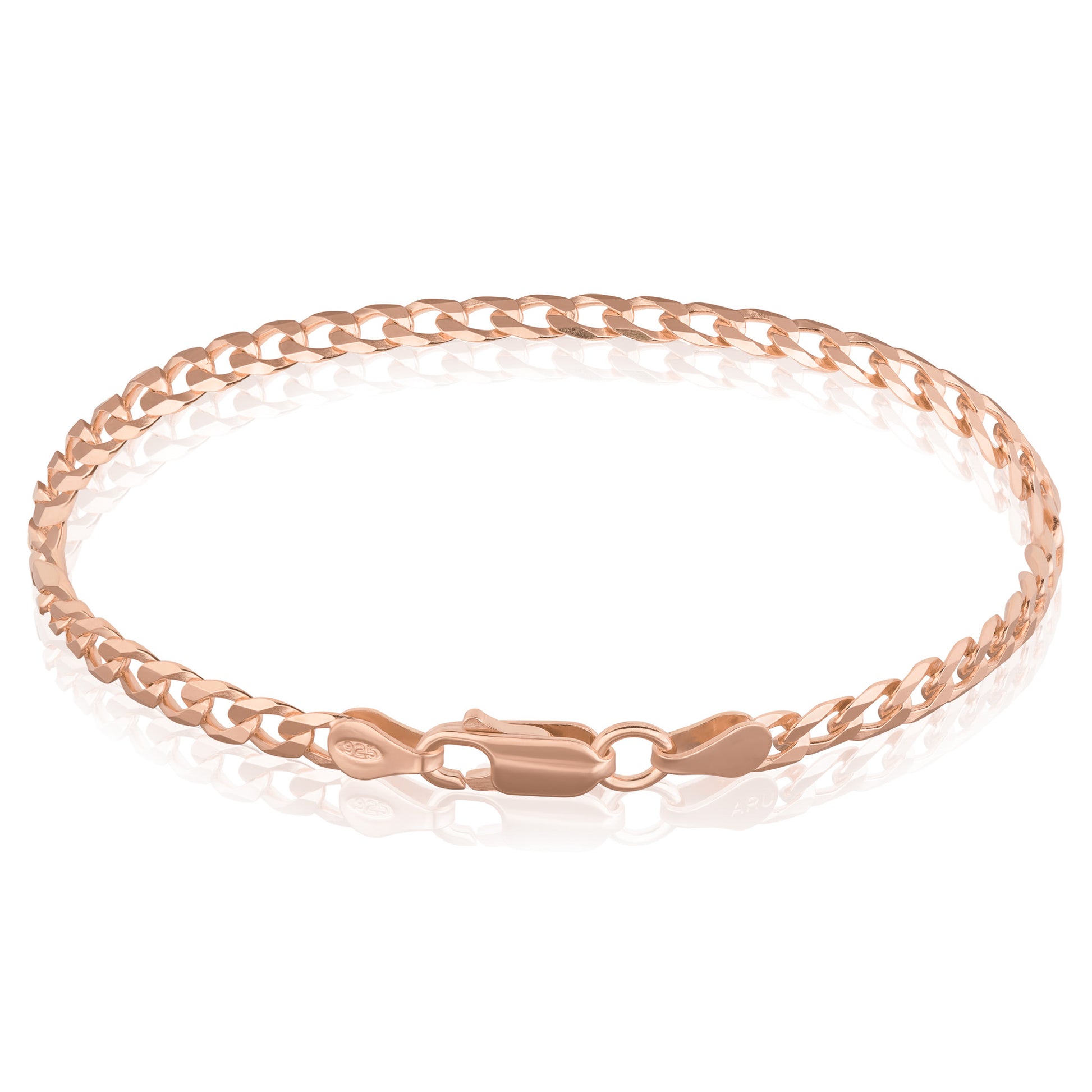 Breites Armband Rosegold für Damen und Mädchen aus Panzerkette, Gliederarmband, mit Echtgold vergoldet